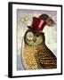 Owl with Top Hat-Fab Funky-Framed Art Print