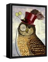 Owl with Top Hat-Fab Funky-Framed Stretched Canvas