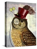 Owl with Top Hat-Fab Funky-Stretched Canvas