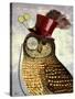 Owl with Top Hat-Fab Funky-Stretched Canvas