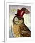 Owl with Top Hat-Fab Funky-Framed Art Print