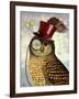 Owl with Top Hat-Fab Funky-Framed Art Print