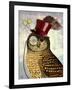 Owl with Top Hat-Fab Funky-Framed Art Print