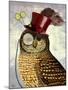 Owl with Top Hat-Fab Funky-Mounted Art Print