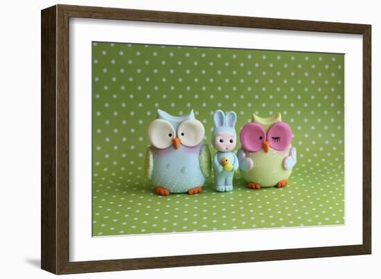 Owls and Tiny Boy Bunny-null-Framed Photographic Print