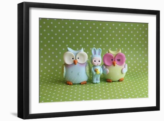 Owls and Tiny Boy Bunny-null-Framed Photographic Print