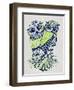 Owls in Navy and Lime-Cat Coquillette-Framed Art Print