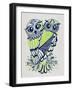 Owls in Navy and Lime-Cat Coquillette-Framed Art Print