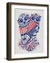 Owls in Navy and Red-Cat Coquillette-Framed Art Print