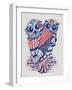 Owls in Navy and Red-Cat Coquillette-Framed Art Print