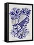 Owls in Navy and Silver-Cat Coquillette-Framed Stretched Canvas