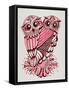 Owls in Pink and Maroon-Cat Coquillette-Framed Stretched Canvas