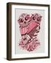 Owls in Pink and Maroon-Cat Coquillette-Framed Art Print