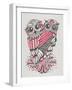 Owls in Red and Grey-Cat Coquillette-Framed Art Print