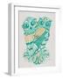 Owls in Turquoise and Gold-Cat Coquillette-Framed Art Print