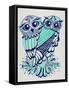 Owls in Turquoise and Navy-Cat Coquillette-Framed Stretched Canvas