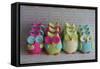 Owls Multi Color Brights Large Set-null-Framed Stretched Canvas