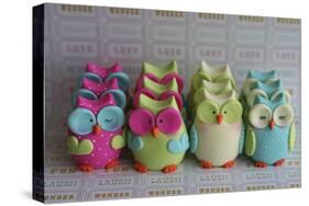 Owls Multi Color Brights Large Set-null-Stretched Canvas