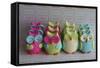 Owls Multi Color Brights Large Set-null-Framed Stretched Canvas