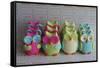 Owls Multi Color Brights Large Set-null-Framed Stretched Canvas