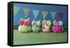 Owls Multi Color Brights-null-Framed Stretched Canvas