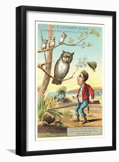 Owls, Shocked Hunter-null-Framed Art Print