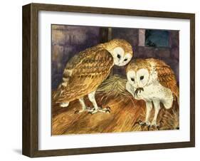 Owls-English School-Framed Giclee Print