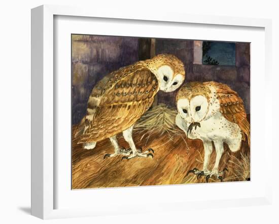 Owls-English School-Framed Giclee Print