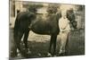 Owner Next to Horse with Hat-null-Mounted Art Print