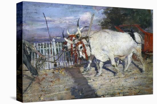 Ox Cart, 1885, by Giovanni Boldini (1842-1931), Oil on Panel, 17X25 Cm. Italy, 19th Century-Giovanni Boldini-Stretched Canvas