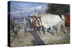 Ox Cart, 1885, by Giovanni Boldini (1842-1931), Oil on Panel, 17X25 Cm. Italy, 19th Century-Giovanni Boldini-Stretched Canvas
