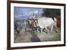 Ox Cart, 1885, by Giovanni Boldini (1842-1931), Oil on Panel, 17X25 Cm. Italy, 19th Century-Giovanni Boldini-Framed Giclee Print