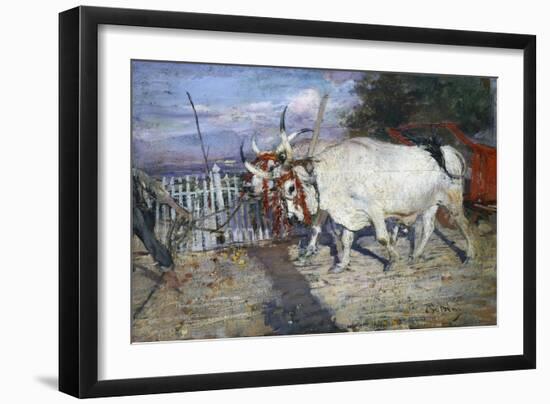 Ox Cart, 1885, by Giovanni Boldini (1842-1931), Oil on Panel, 17X25 Cm. Italy, 19th Century-Giovanni Boldini-Framed Giclee Print