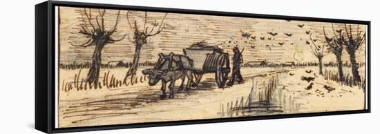 Ox-Cart in the Snow, from a Series of Four Drawings Representing the Four Seasons-Vincent van Gogh-Framed Stretched Canvas