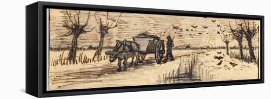 Ox-Cart in the Snow, from a Series of Four Drawings Representing the Four Seasons-Vincent van Gogh-Framed Stretched Canvas