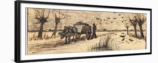 Ox-Cart in the Snow, from a Series of Four Drawings Representing the Four Seasons-Vincent van Gogh-Framed Premium Giclee Print