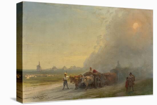 Ox-Carts in the Ukrainian Steppe-Ivan Konstantinovich Aivazovsky-Stretched Canvas