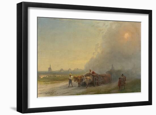 Ox-Carts in the Ukrainian Steppe-Ivan Konstantinovich Aivazovsky-Framed Giclee Print