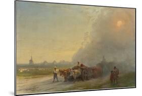 Ox-Carts in the Ukrainian Steppe-Ivan Konstantinovich Aivazovsky-Mounted Giclee Print