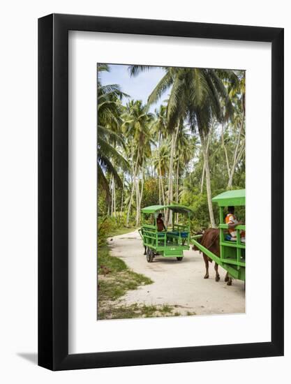 Ox Drawn Cart Taxi, L'Union Estate Plantation, La Digue, Seychelles-Jon Arnold-Framed Photographic Print