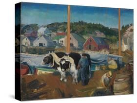 Ox Team, Wharf at Matinicus, 1916-George Wesley Bellows-Stretched Canvas