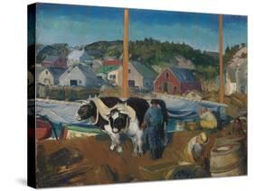 Ox Team, Wharf at Matinicus, 1916-George Wesley Bellows-Stretched Canvas