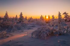 Winter Snowscape with Forest, Trees and Snowy Cliffs. Blue Sky. Winter Landscape.-Oxana Gracheva-Photographic Print