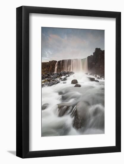 Oxarafoss waterfall at sunrise in Thingvellir National Park, UNESCO World Heritage Site, Iceland, P-Jon Reaves-Framed Photographic Print