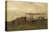 Oxen and a Cart, 1862 (Oil on Canvas)-Charles Francois Daubigny-Stretched Canvas