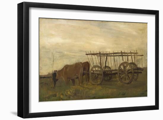 Oxen and a Cart, 1862 (Oil on Canvas)-Charles Francois Daubigny-Framed Giclee Print