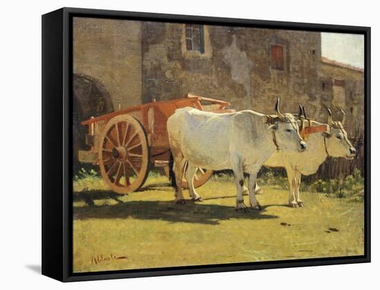 Oxen and Wagon-Giuseppe Abbati-Framed Stretched Canvas