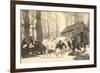 Oxen at Maple Sugar Camp, Vermont-null-Framed Premium Giclee Print