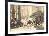 Oxen at Maple Sugar Camp, Vermont-null-Framed Premium Giclee Print