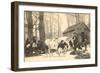 Oxen at Maple Sugar Camp, Vermont-null-Framed Art Print